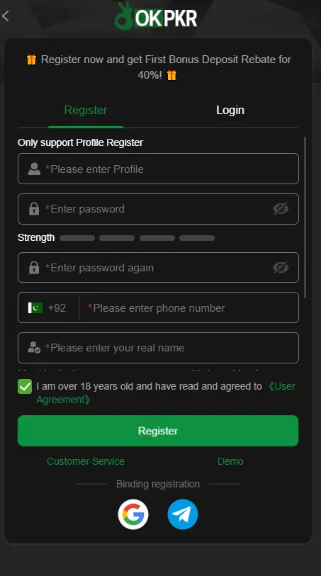 Download and Login OkPKR Game