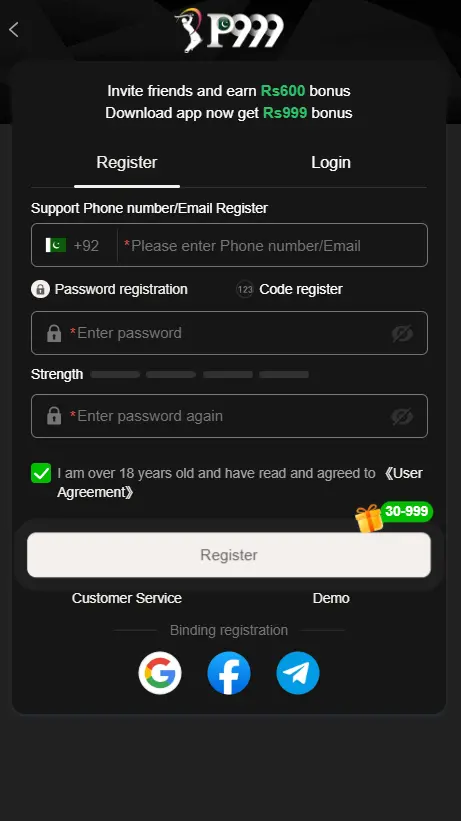 p999 register Now