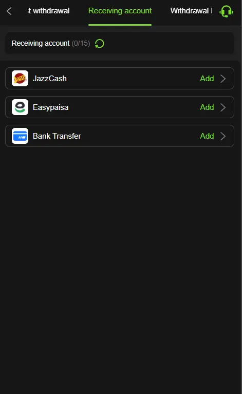 Receiving accounts
