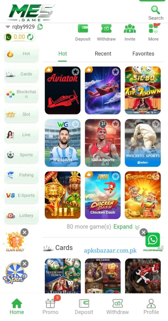 Me5 Game dashboard